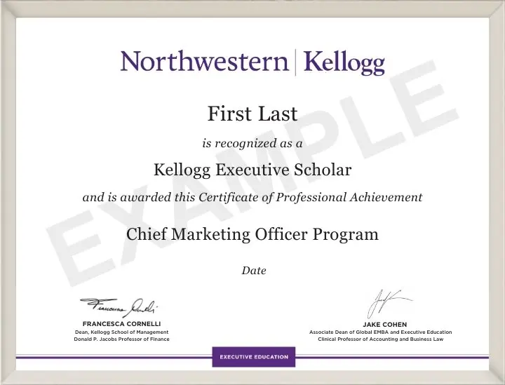 Kellogg Executive Education’s Chief Marketing Officer Program Certificate