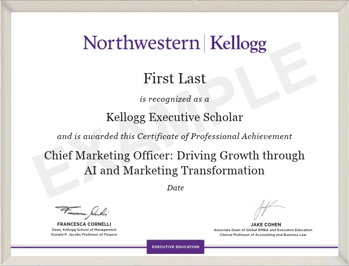 Kellogg Executive Education’s Chief Marketing Officer Program Certificate