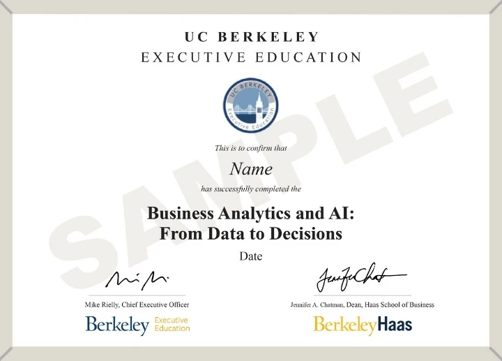 Example image of certificate that will be awarded once you successfully complete the course