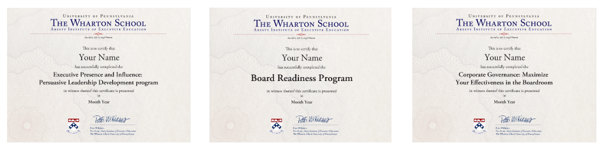 Certificate image for the Board Readiness Program