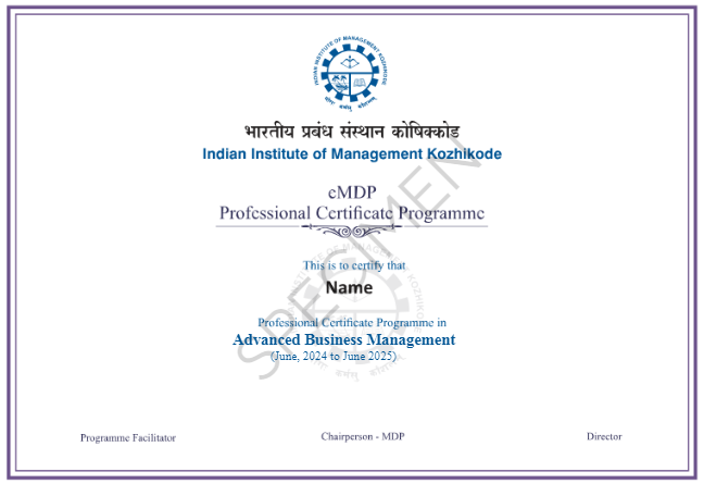 LP - UWA-MBA - IIM Kozhikode certificate Image