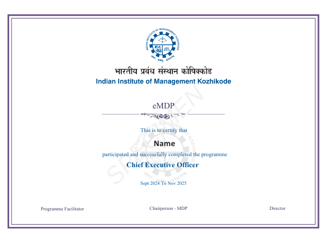 Programme Certification by IIM Kozhikode