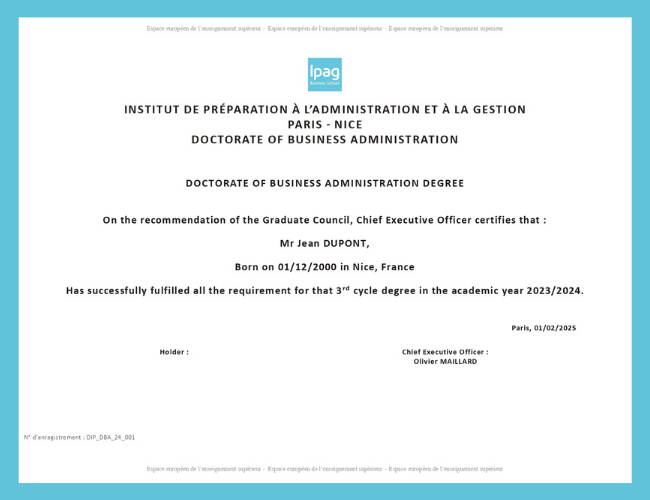 LP - XLRI-IPAG-DBA - Programme Certificate Image - 2