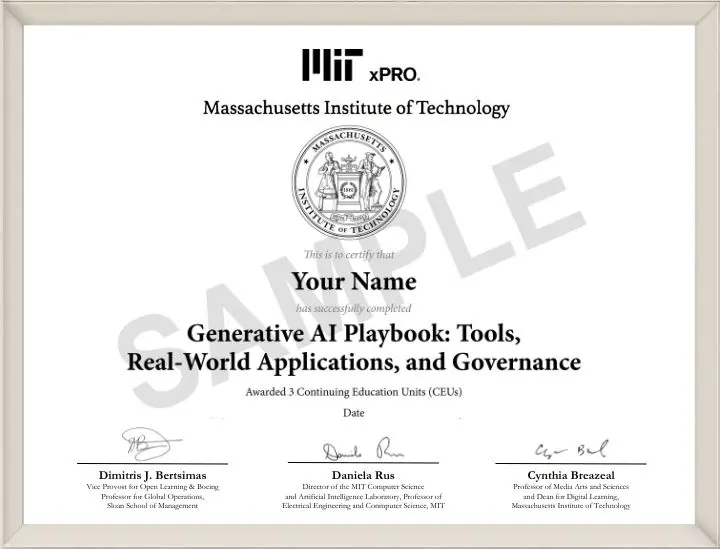 Example image of certificate that will be awarded once you successfully complete the course
