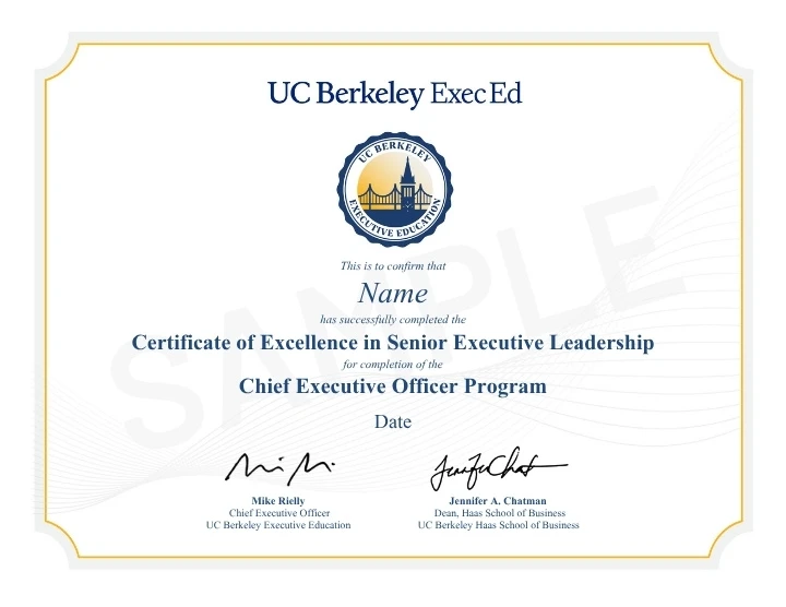 Example image of certificate that will be awarded after successful completion of this program