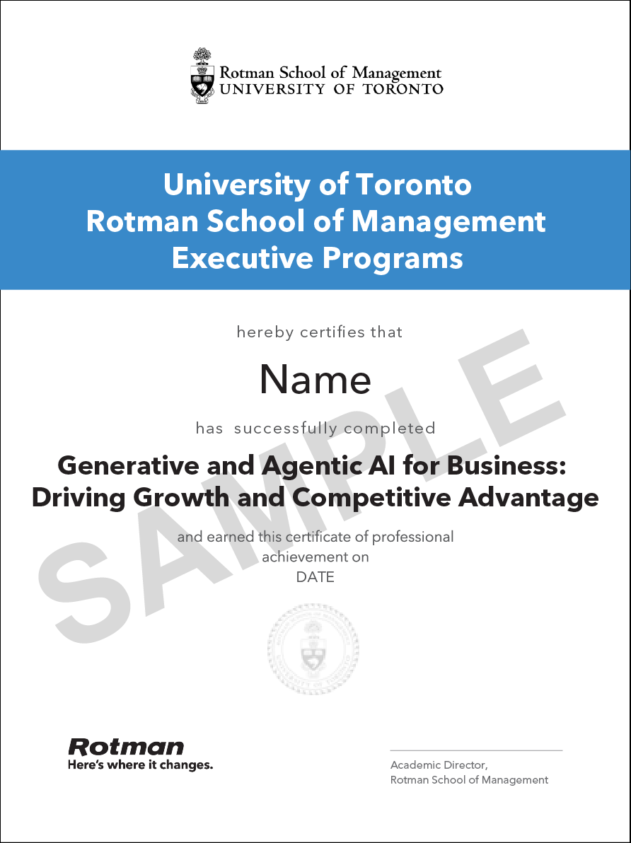 Generative AI for Business: Driving Growth and Competitive Advantage certificate