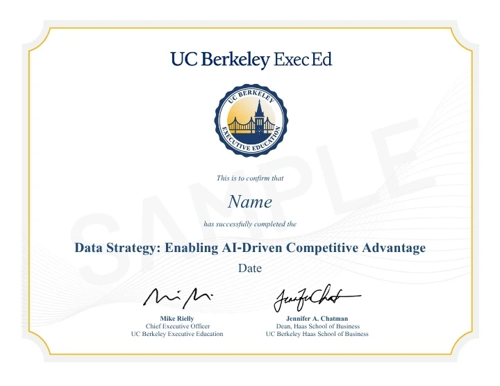 Example image of certificate that will be awarded once you successfully complete the course
