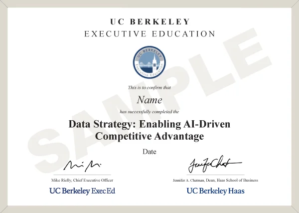 Example image of certificate that will be awarded once you successfully complete the course