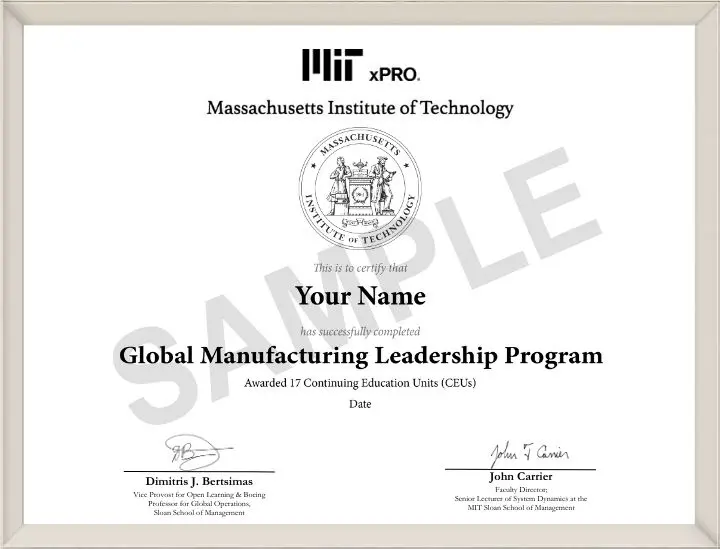 Example image of certificate that will be awarded once you successfully complete the course