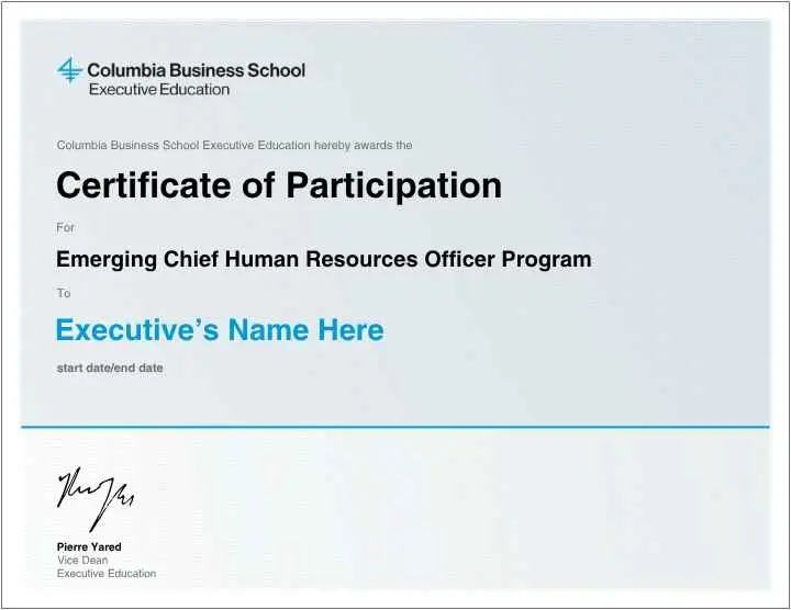Certificate of Participation 