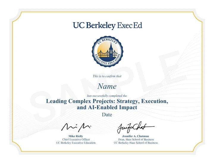 Example image of certificate that will be awarded once you successfully complete the course