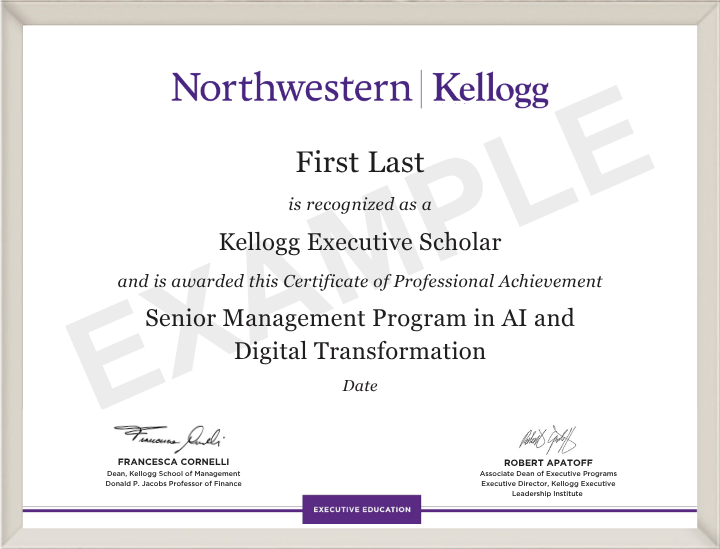 Example image of certificate that will be awarded once you successfully complete the course
