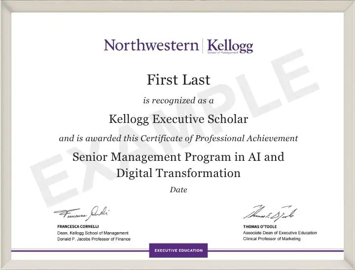 Example image of certificate that will be awarded once you successfully complete the course
