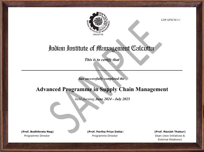 Advanced Programme in Supply Chain Management Certificate