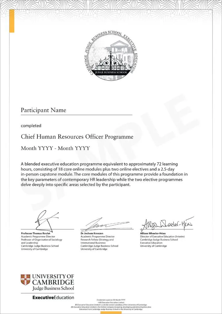 Example image of certificate that will be awarded once you successfully complete the course