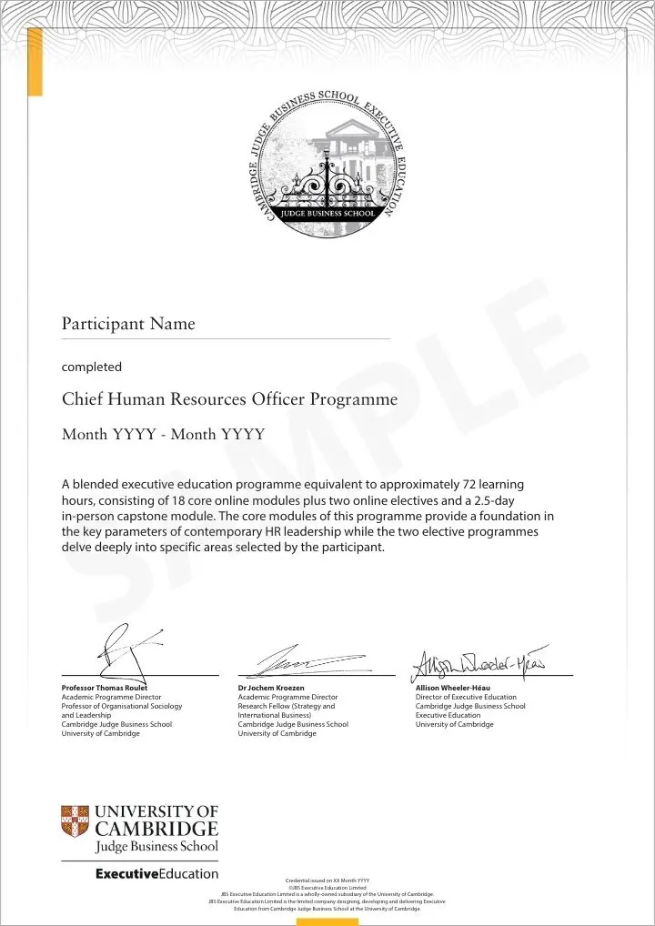 Example image of certificate that will be awarded once you successfully complete the course