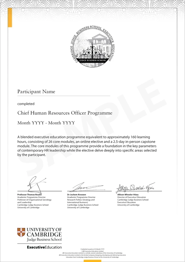 Example image of certificate that will be awarded once you successfully complete the course