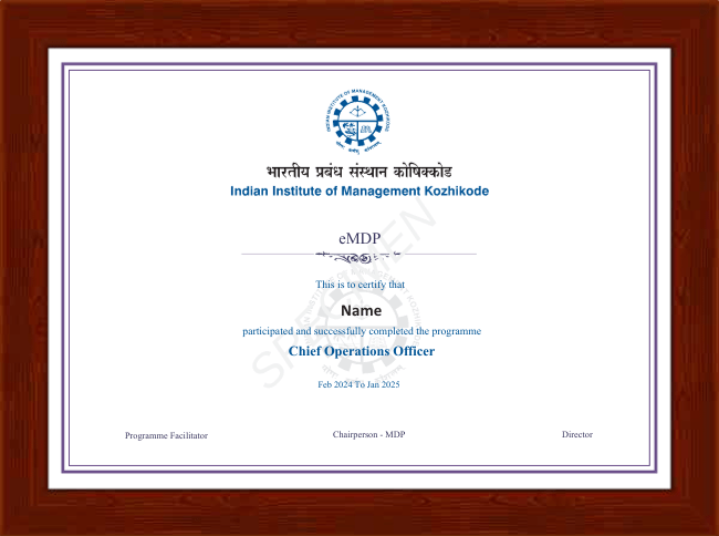 Programme Certificate by IIM Kozhikode