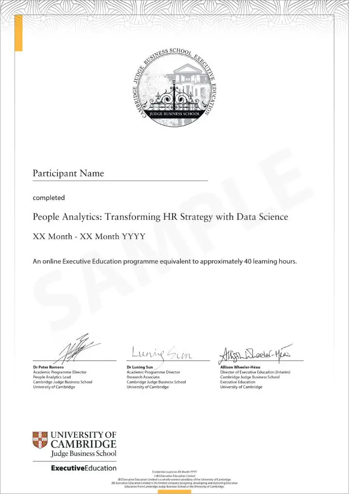 Example image of certificate that will be awarded once you successfully complete the course