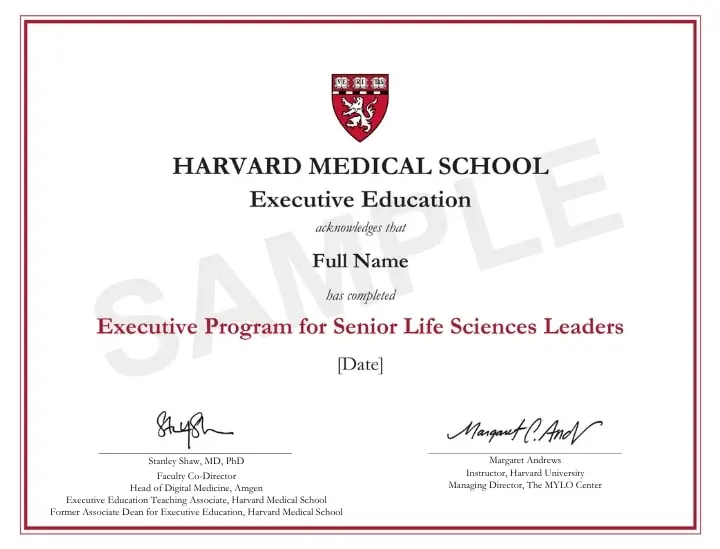 Example image of certificate that will be awarded after successful completion of this program