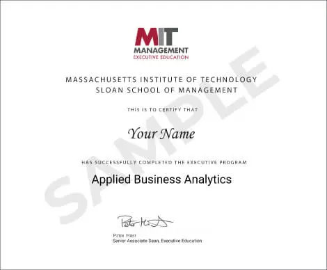 Example image of certificate that will be awarded after successful completion of this program