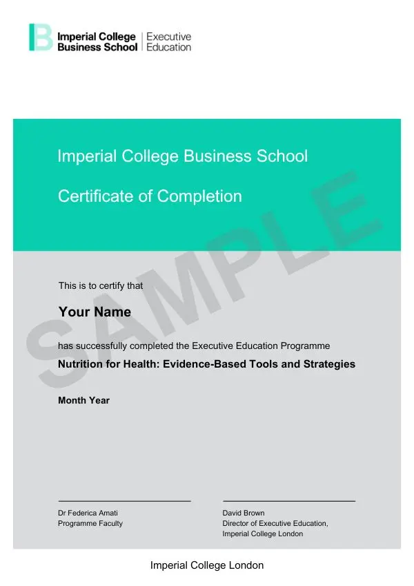 Example image of certificate that will be awarded once you successfully complete the course