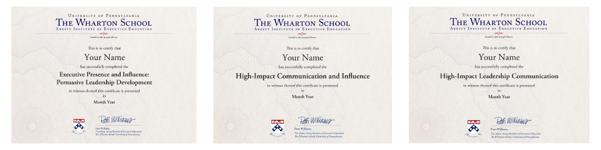 Certificate of the Executive Excellence program