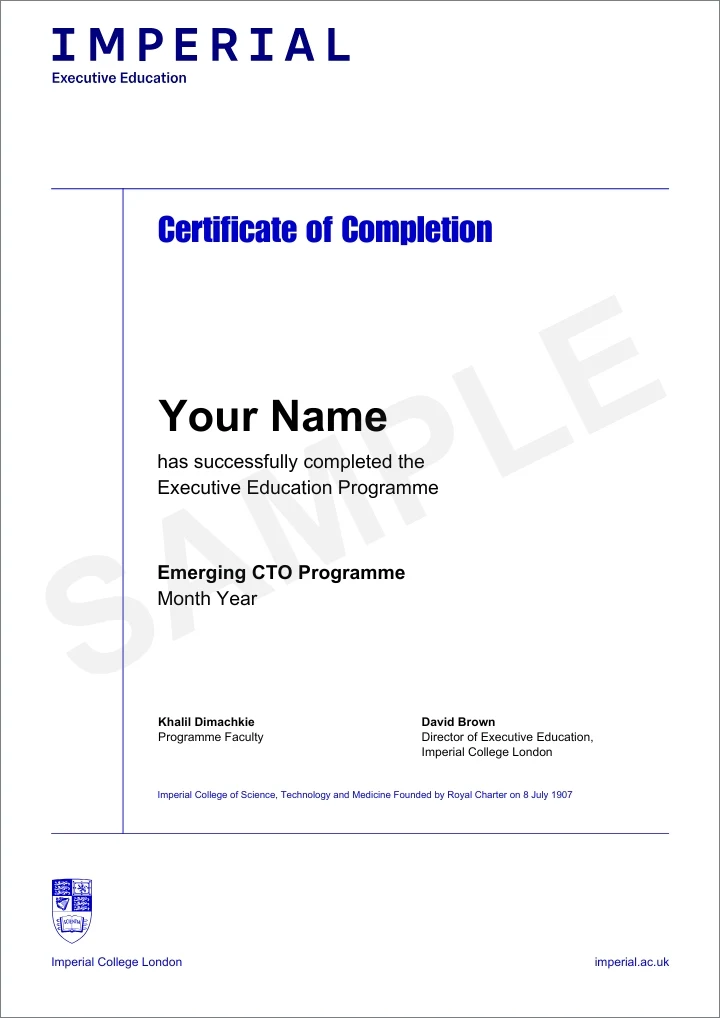 Example image of certificate that will be awarded once you successfully complete the course