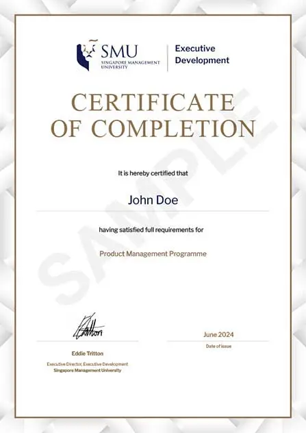 Example image of certificate that will be awarded after successful completion of this program