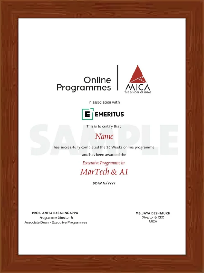 What Certificate Will You Receive After Completing This MICA MarTech & AI Programme?