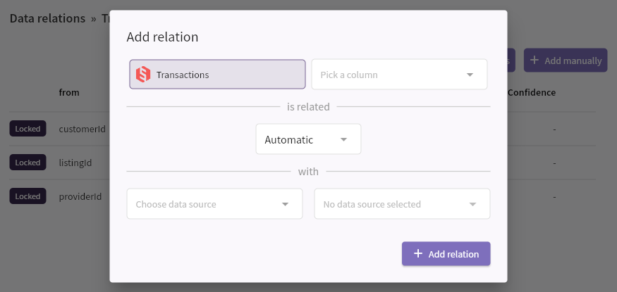 Manual data relation edit