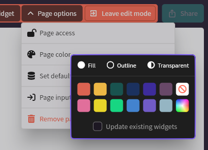 Set default colour page