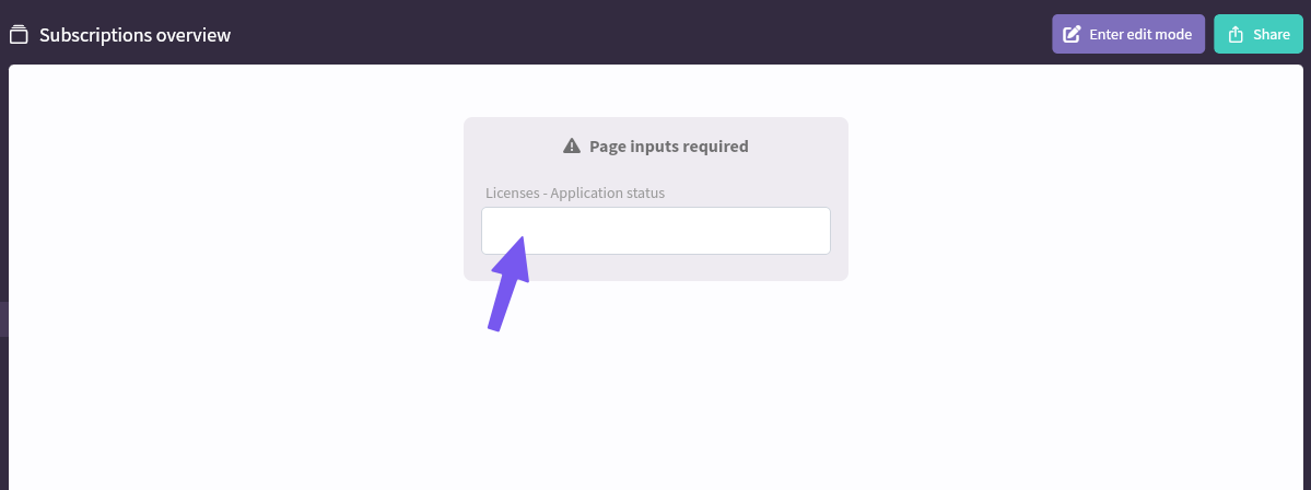 Required page input box