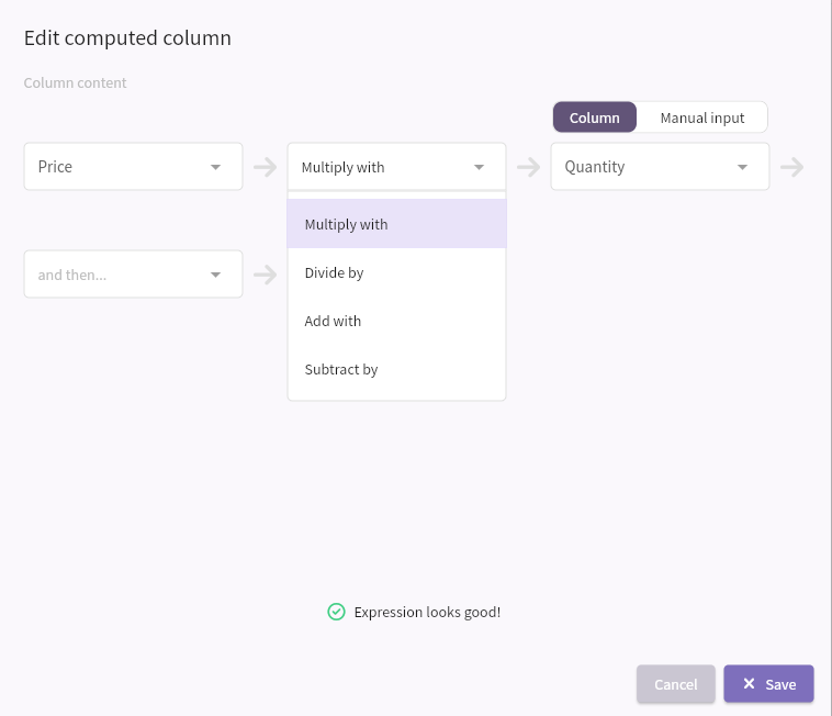 Calculation in computed columns