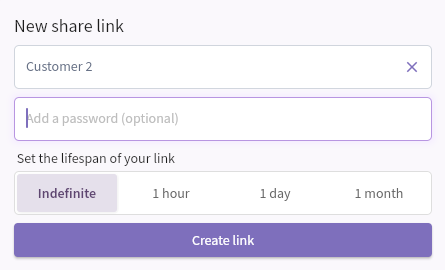 Password protect share link