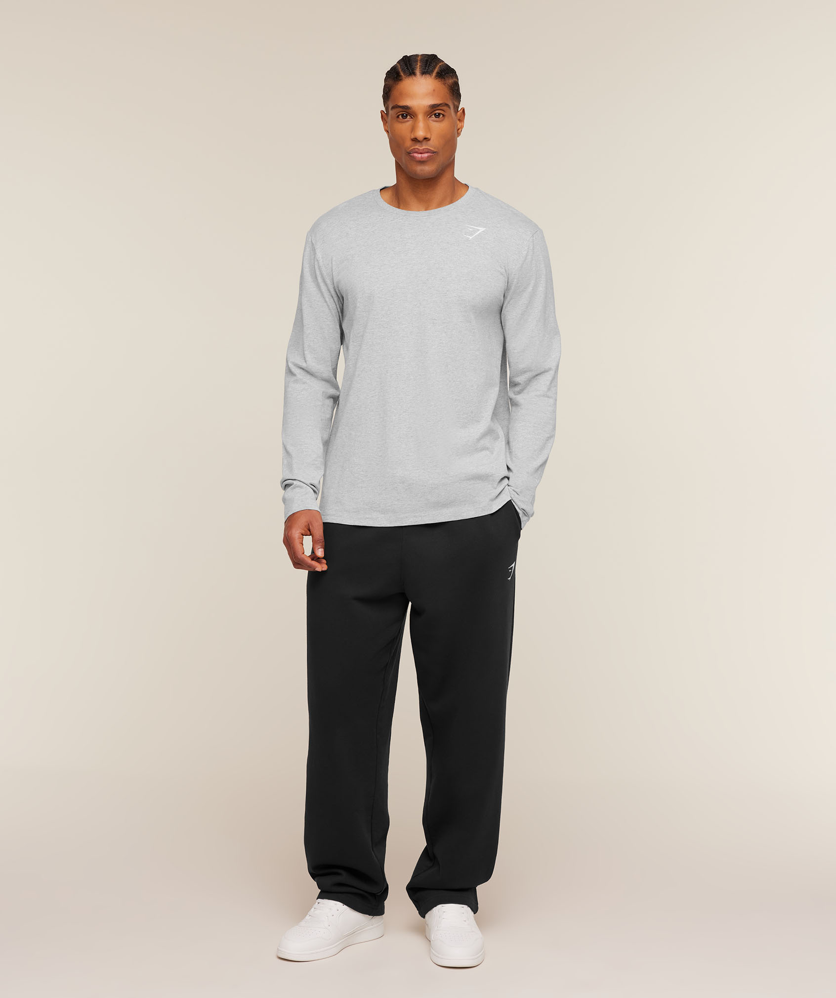 Gymshark Crest Long Sleeve T-Shirt - White | Gymshark