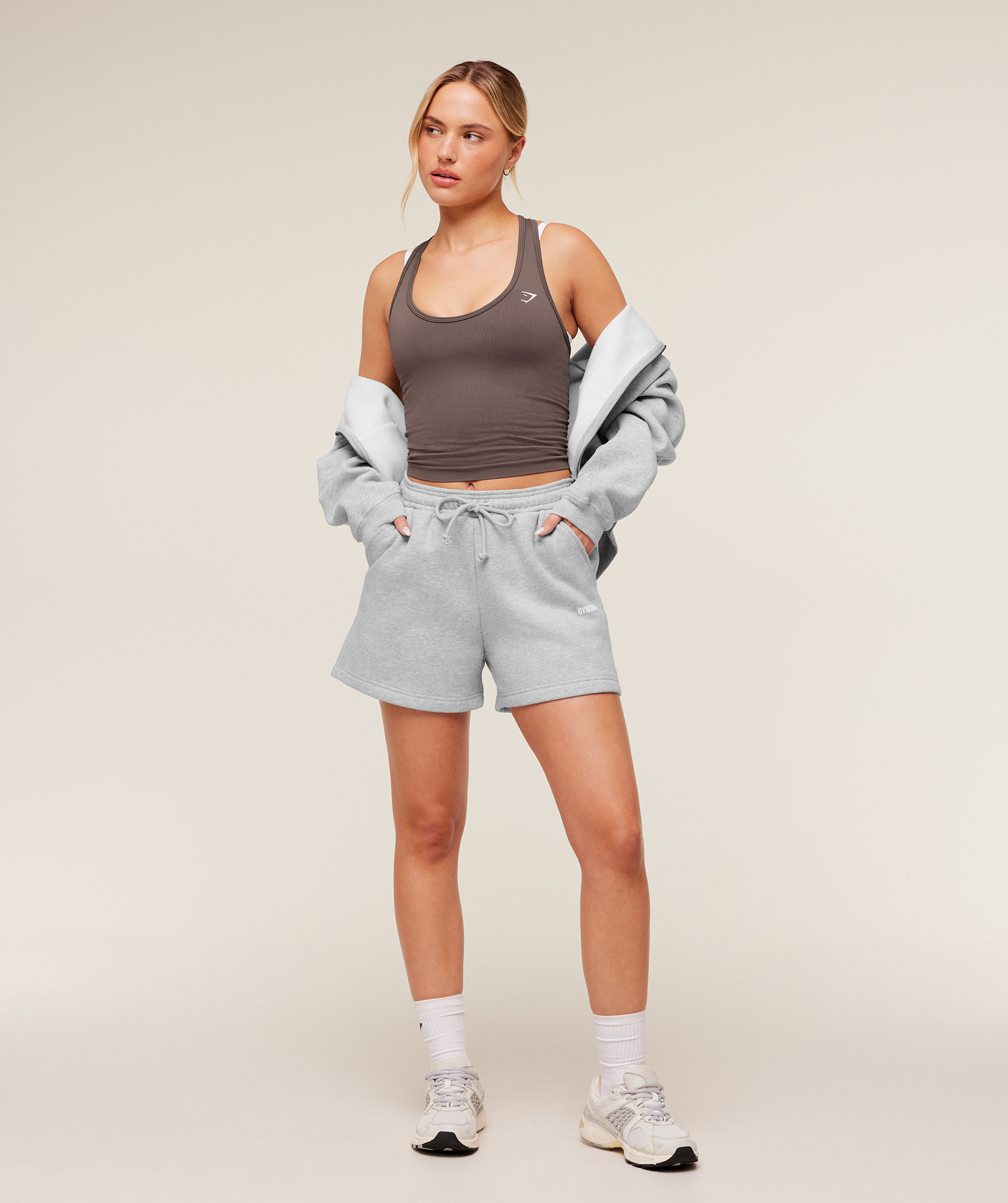 Gymshark Cosy Luxe Shorts - Bros Soft Grey Marl | Gymshark
