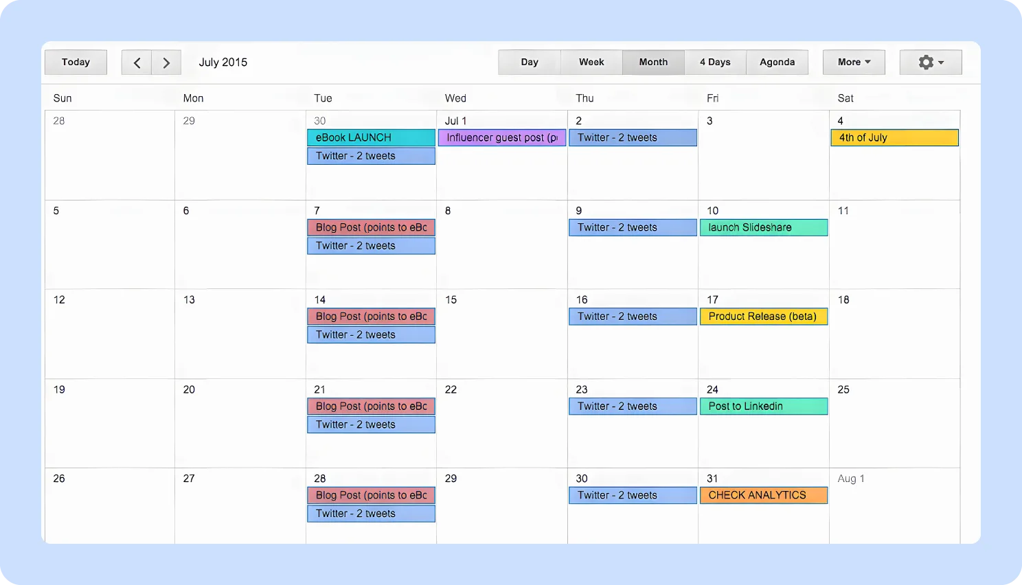 screenshot of kapost content calendar