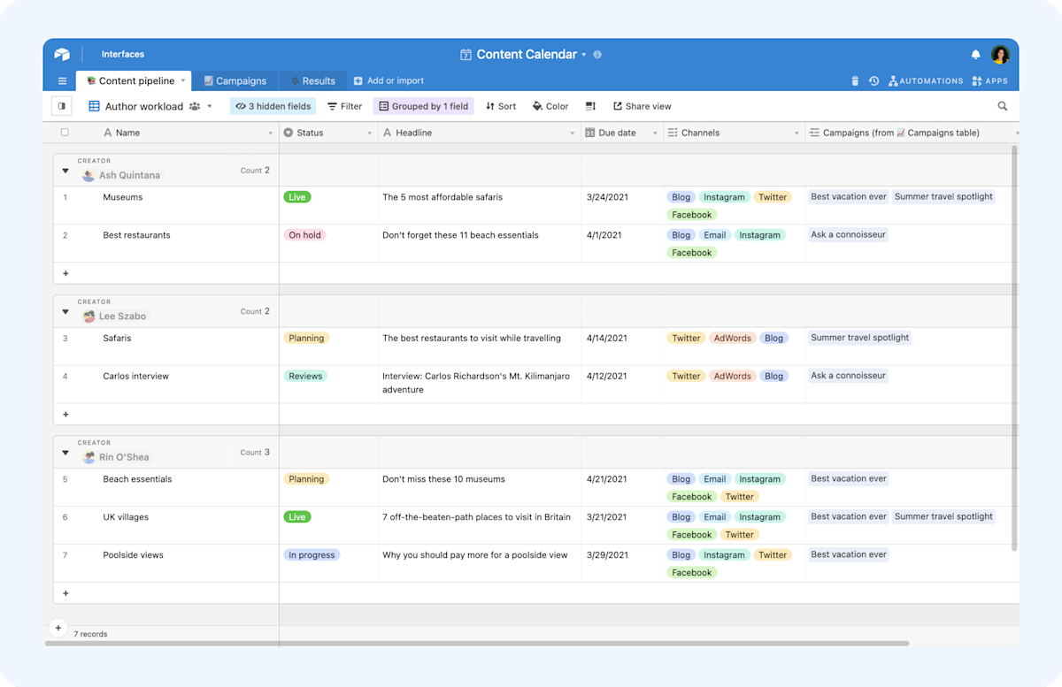 How to Create an Editorial Calendar | Airtable