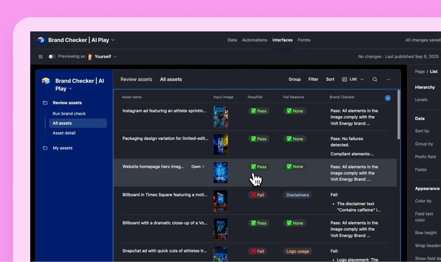 Run instant brand and compliance reviews