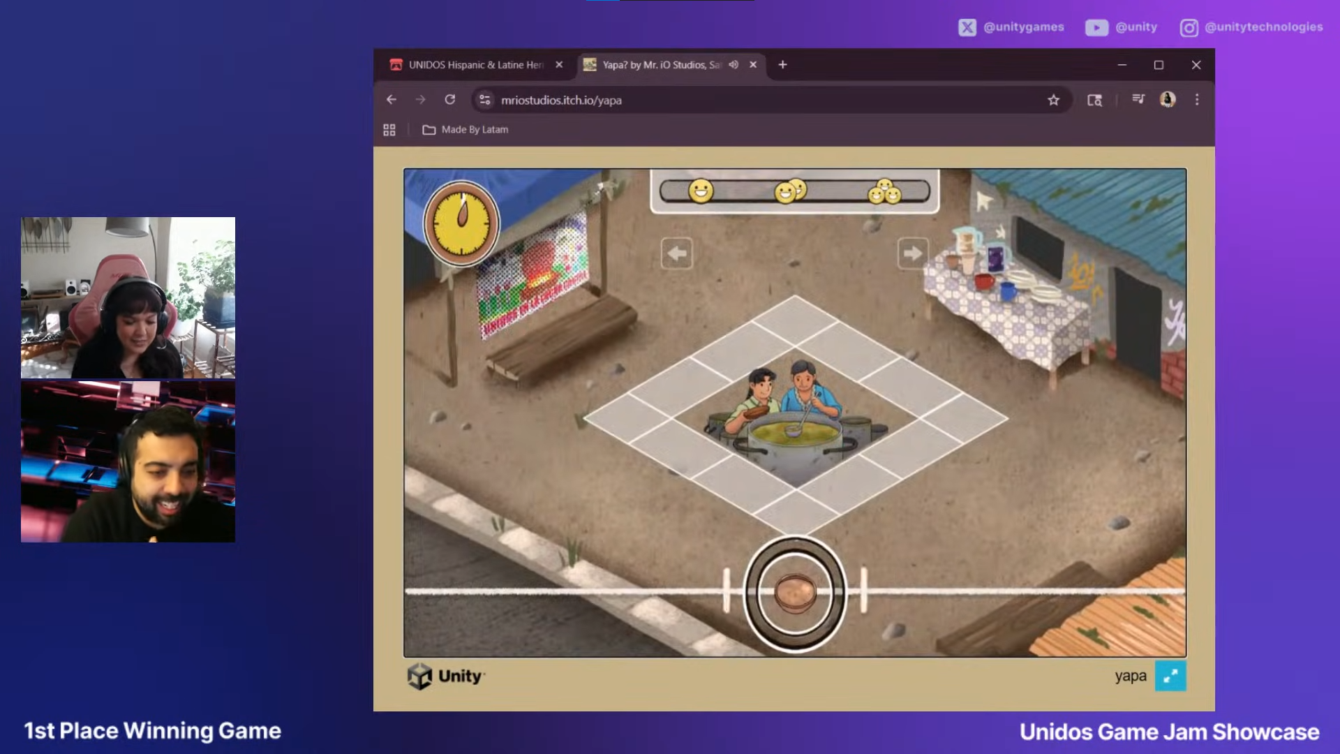 El juego "Yapa?" fue presentado como primer puesto en UNIDOS a través del canal de Unity en YouTube (1.2 millones de suscriptores)