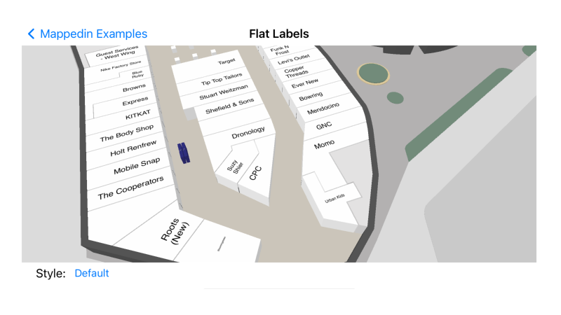 Flat Labels created using Mappedin SDK for iOS v5.