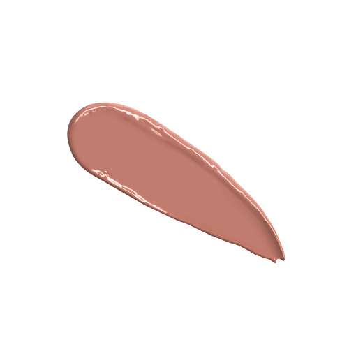 Swatch of a lipstick in a soft rosy peach shade with a satin finish.