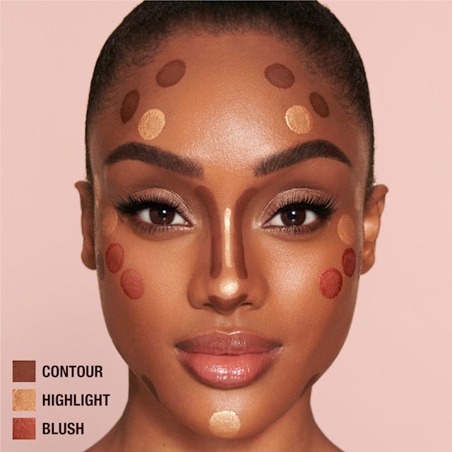 Dónde aplicar blush líquido, highlighter y contour - aplicación en modelo