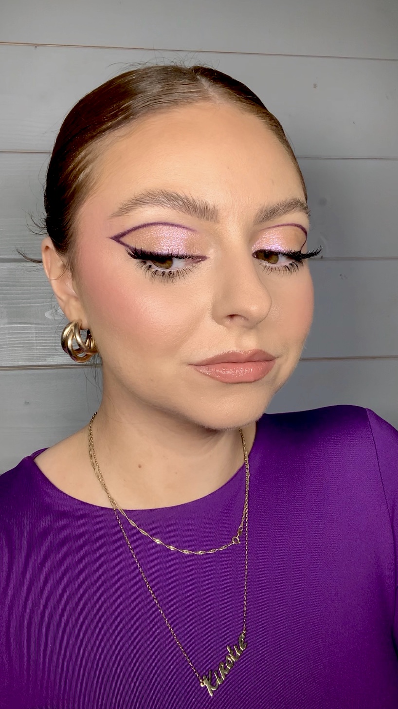euphoria inspired makeup - purple eyeliner glitter eyeshadow