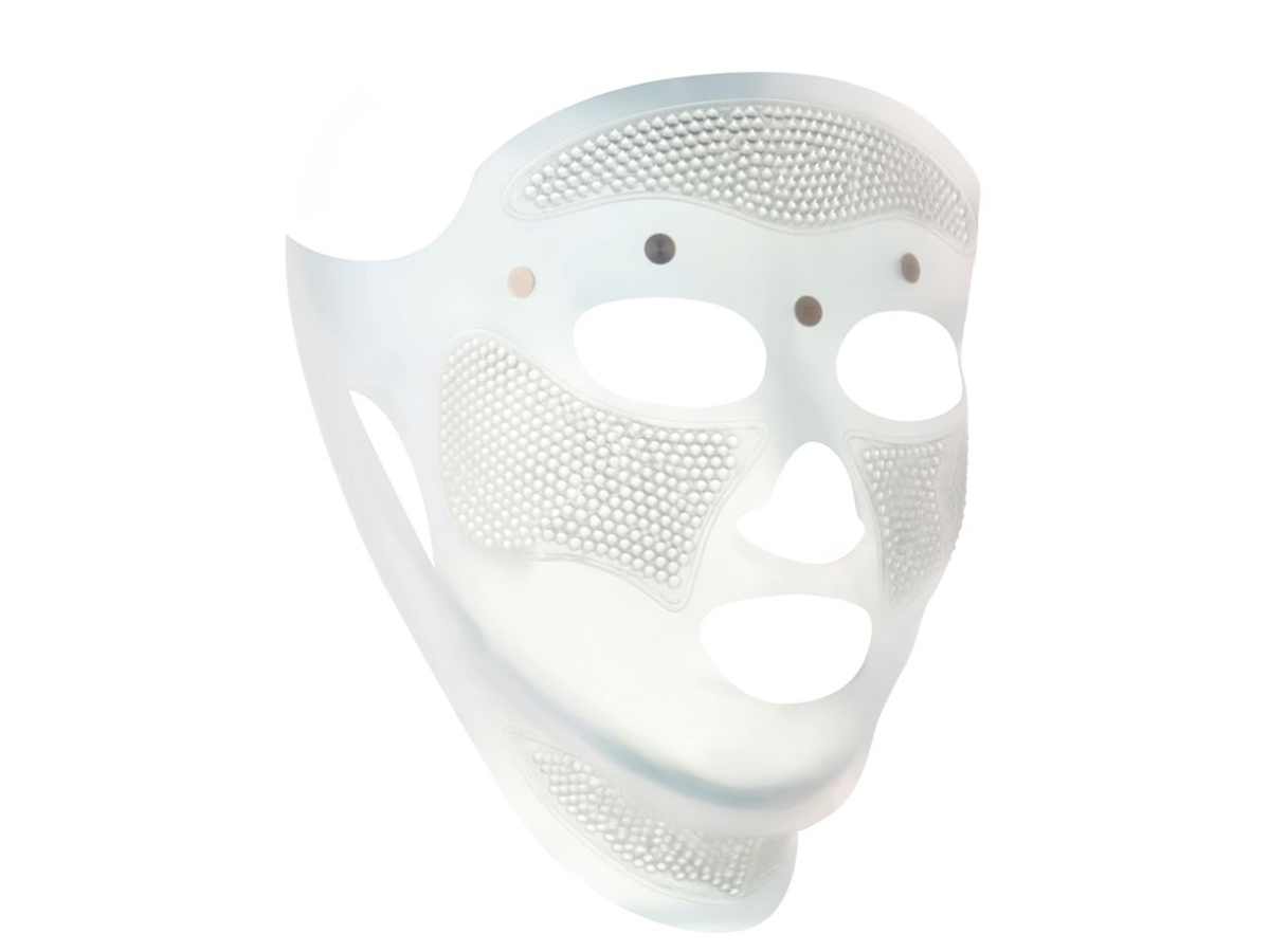 A reusable, white-coloured mask for lifted, firmer-looking, refreshed, and revived skin.