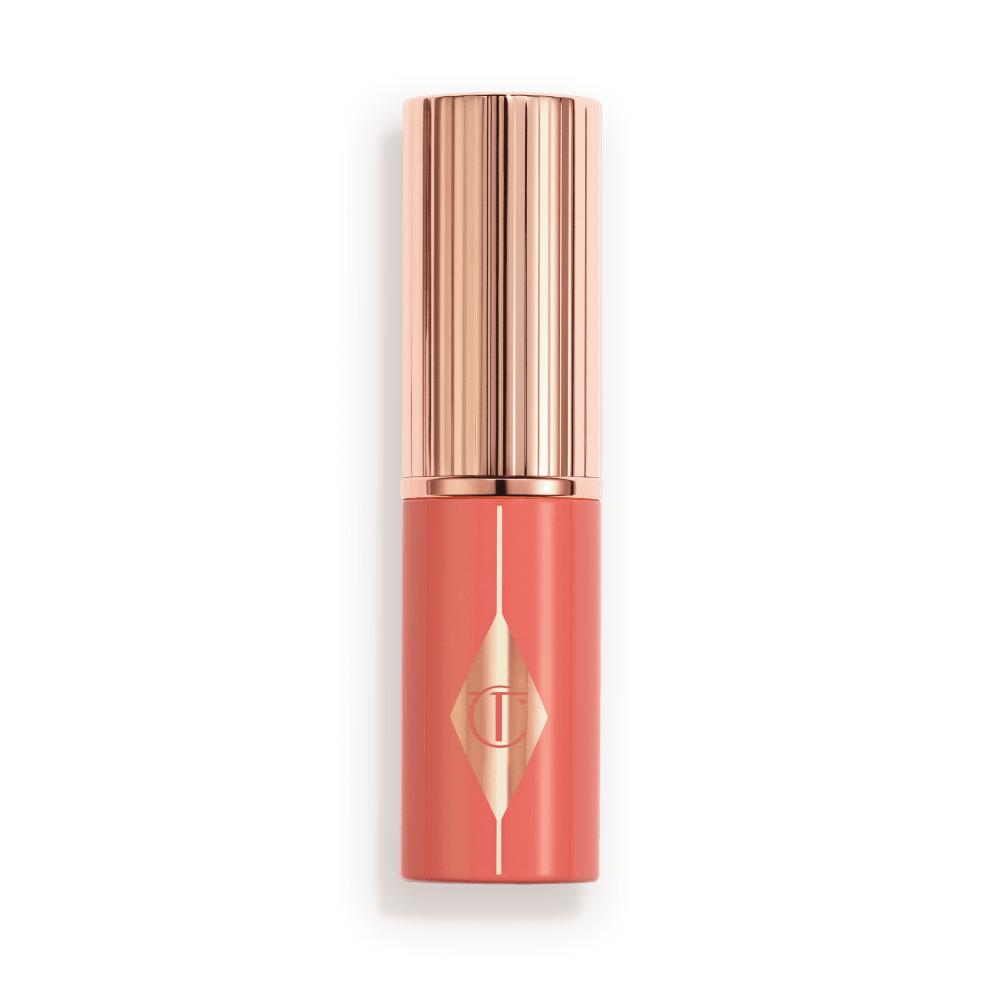 Peach turning handle with rose-gold lid and detailing.