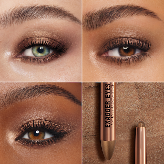 Exagger Eyes Easy Eyeshadow Stick Amber Haze on 3 skin tones
