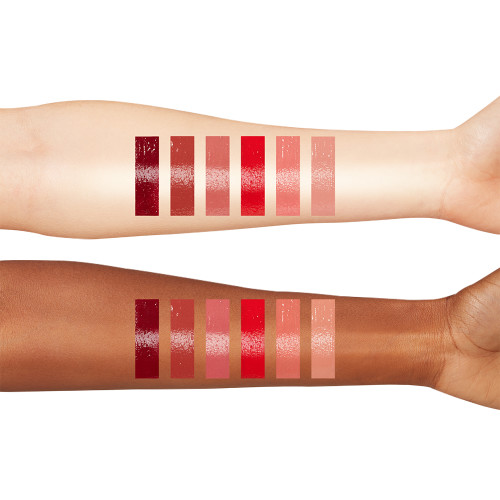 latex love lip glosses arm swatches