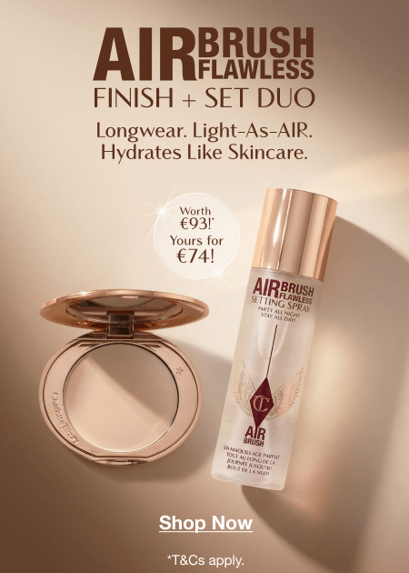 AIRBRUSH FLAWLESS FINISH + SET DUO Longwear. Light-As-AIR. Hydrates Like Skincare.